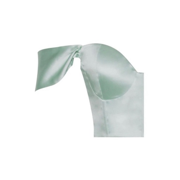 Mint sweetheart draping sleeve satin corset dress - Picture 8 of 8